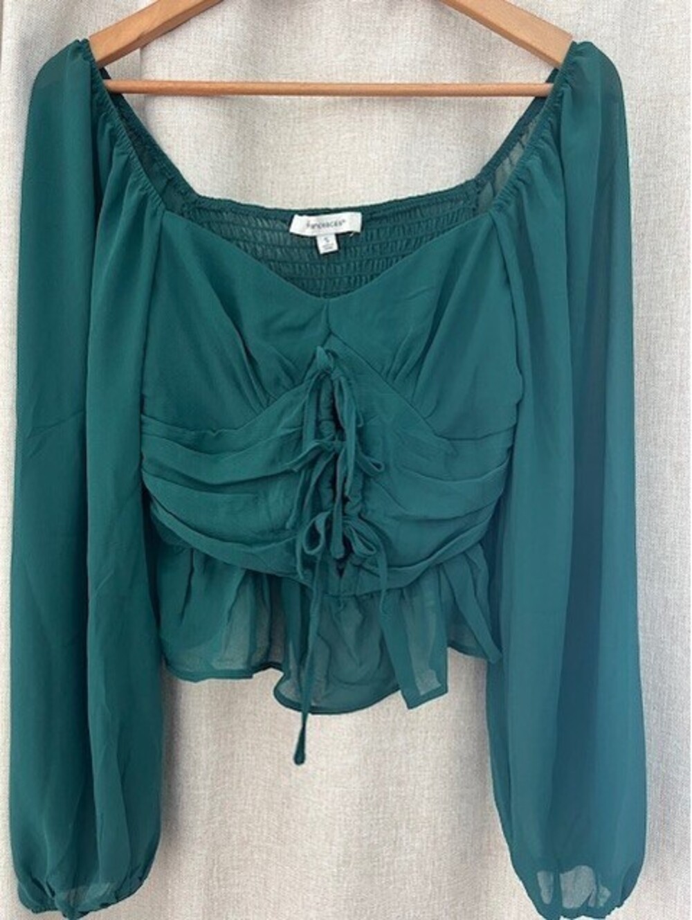 NEW - Francesca Top Womens Dark Green Victorian Milkmaid Peasant - Size Small